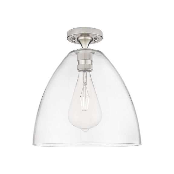 434-1F-SN-GBD-122 Innovations Lighting Crown Point - 1 Light Bristol Flush Mount-9.63 Inch Tall and 12 Inch Wide-Satin Nickel Finish-Clear Glass Color