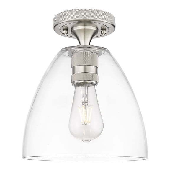434-1F-SN-GBD-92 Innovations Lighting Crown Point - 1 Light Flush Mount-9 Inch Wide and 11 Inch Tall-Satin Nickel Finish