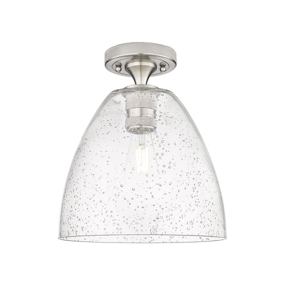 434-1F-SN-GBD-94 Innovations Lighting Crown Point - 1 Light Flush Mount-11 Inch Tall and 9 Inch Wide-Satin Nickel Finish