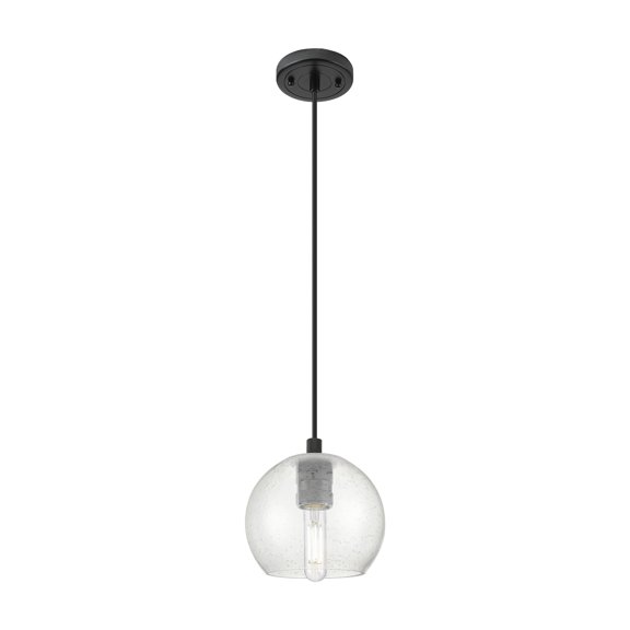 434-1P-BK-G124-6 Innovations Lighting Crown Point - 1 Light Cord Hung Pendant-8 Inch Tall and 5.88 Inch Wide-Matte Black Finish-Seedy Glass Color