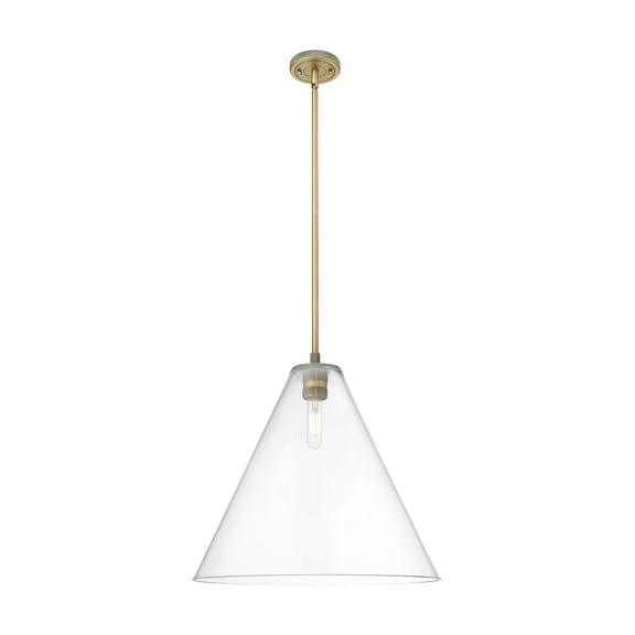 434-1S-BB-GBC-162 Innovations Lighting Crown Point - 1 Light Berkshire Stem Hung Pendant-15.25 Inch Tall and 16 Inch Wide-Brushed Brass Finish-Clear