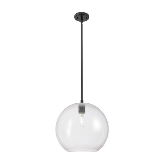 434-1S-BK-G122-12 Innovations Lighting Crown Point - 1 Light Stem Hung Pendant-11.75 Inch Tall and 11.75 Inch Wide-Matte Black Finish-Clear Glass