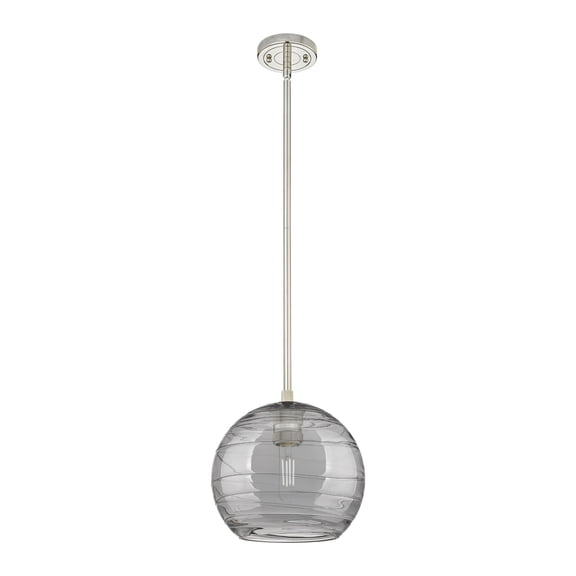 434-1S-PN-G1213-8SM Innovations Lighting Crown Point - 1 Light Stem Hung Pendant-8 Inch Tall and 8 Inch Wide-Polished Nickel Finish-Light Smoke Deco
