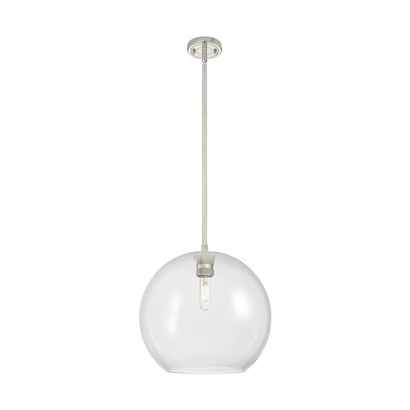 434-1S-PN-G122-12 Innovations Lighting Crown Point - 1 Light Stem Hung Pendant-11.75 Inch Tall and 11.75 Inch Wide-Polished Nickel Finish-Clear Glass
