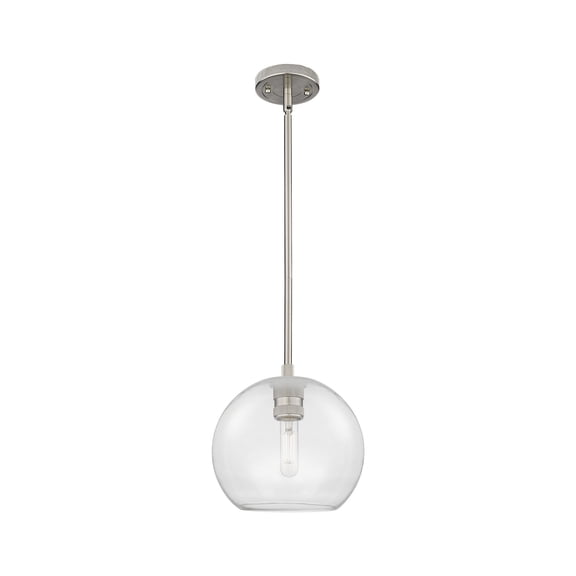 434-1S-SN-G122-8 Innovations Lighting Crown Point - 1 Light Stem Hung Pendant-8 Inch Tall and 8 Inch Wide-Satin Nickel Finish-Clear Glass Color