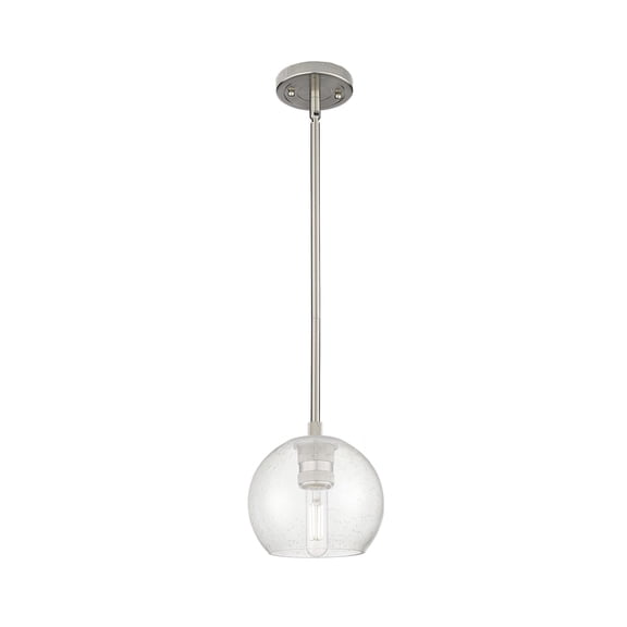 434-1S-SN-G124-6 Innovations Lighting Crown Point - 1 Light Stem Hung Pendant-6 Inch Tall and 5.88 Inch Wide-Satin Nickel Finish-Seedy Glass Color