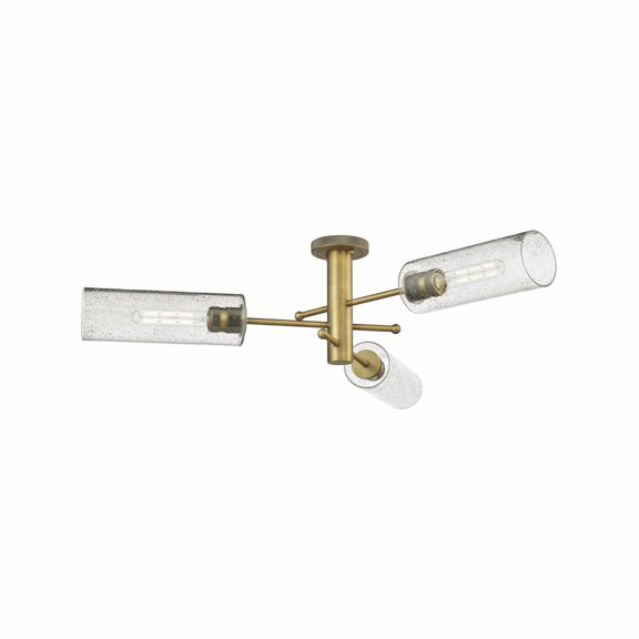 434-3F-BB-G434-12SDY Innovations Lighting Crown Point - 3 Light Flush Mount-10.13 Inch Tall and 39.25 Inch Wide-Brushed Brass Finish-Seedy Glass Color