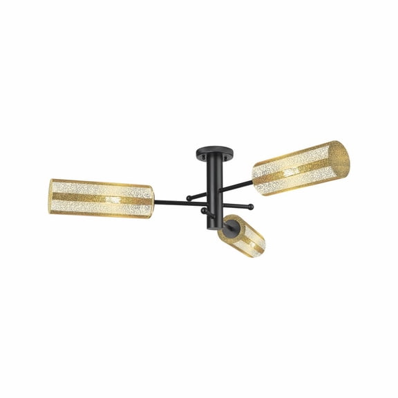 434-3F-BK-G434-12ME Innovations Lighting Crown Point - 3 Light Flush Mount-10.13 Inch Tall and 39.25 Inch Wide-Matte Black Finish-Mercury Glass Color