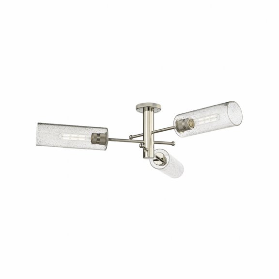 434-3F-PN-G434-12SDY Innovations Lighting Crown Point - 3 Light Flush Mount-10.13 Inch Tall and 39.25 Inch Wide-Polished Nickel Finish-Seedy Glass