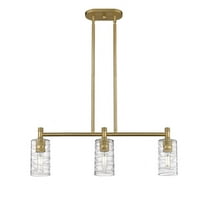 434-3I-BB-G434-7DE-Innovations Lighting-Crown Point - 3 Light Island In Industrial Style-9.88 Inches Tall and 30.5 Inches Wide-Brushed Brass