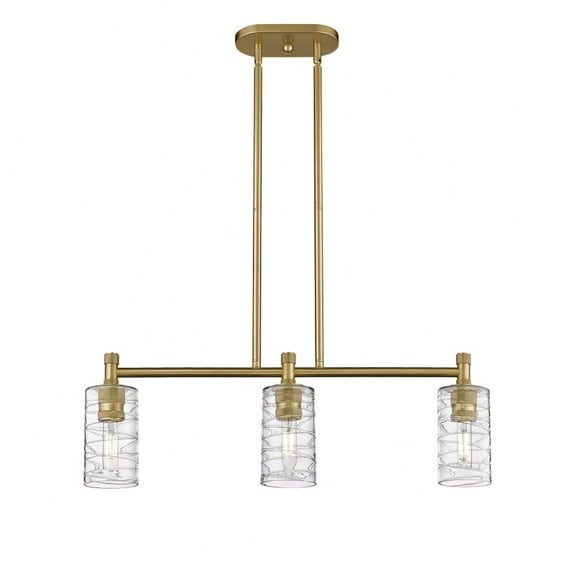 434-3I-BB-G434-7DE-Innovations Lighting-Crown Point - 3 Light Island In Industrial Style-9.88 Inches Tall and 30.5 Inches Wide-Brushed Brass