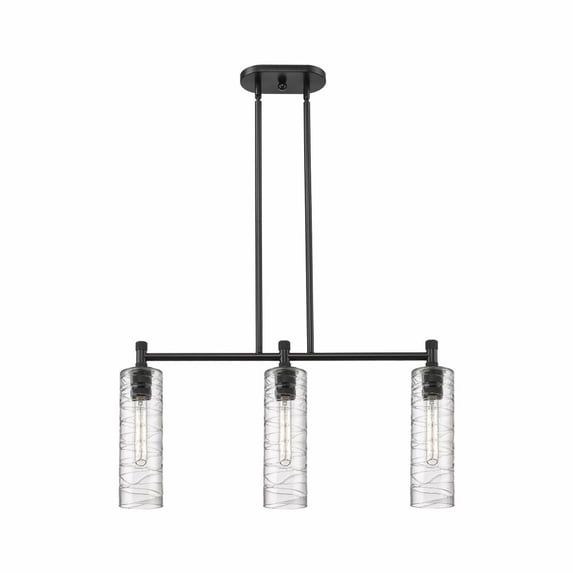 434-3I-BK-G434-12DE Innovations Lighting Crown Point - 3 Light Island In Industrial Style-14.75 Inches Tall and 30.5 Inches Wide-Matte Black