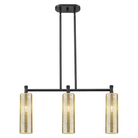 434-3I-BK-G434-12ME Innovations Lighting Crown Point - 3 Light Island In Industrial Style-14.75 Inches Tall and 30.5 Inches Wide-Matte Black