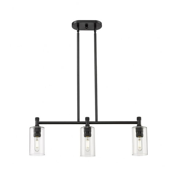 434-3I-BK-G434-7CL Innovations Lighting Crown Point - 3 Light Island In Industrial Style-9.88 Inches Tall and 30.5 Inches Wide-Matte Black