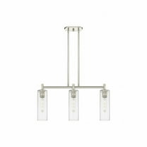 434-3I-PN-G434-12CL Innovations Lighting Crown Point - 3 Light Island In Industrial Style-14.75 Inches Tall and 30.5 Inches Wide-Polished Nickel