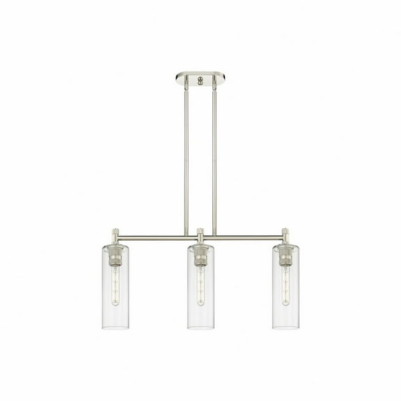 434-3I-PN-G434-12CL Innovations Lighting Crown Point - 3 Light Island In Industrial Style-14.75 Inches Tall and 30.5 Inches Wide-Polished Nickel