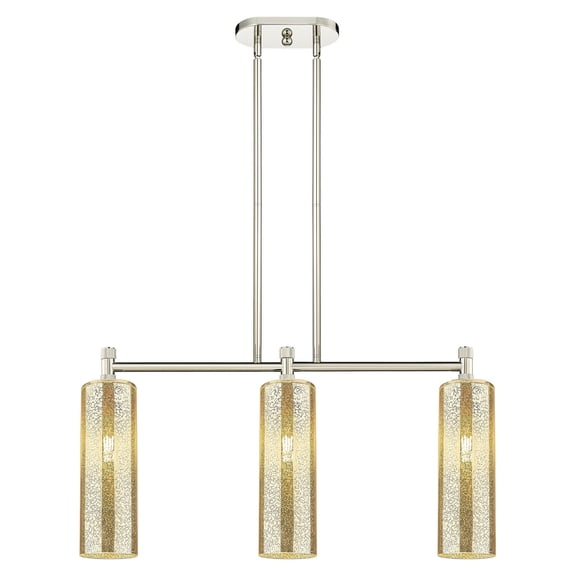 434-3I-PN-G434-12ME Innovations Lighting Crown Point - 3 Light Island In Industrial Style-14.75 Inches Tall and 30.5 Inches Wide-Polished Nickel