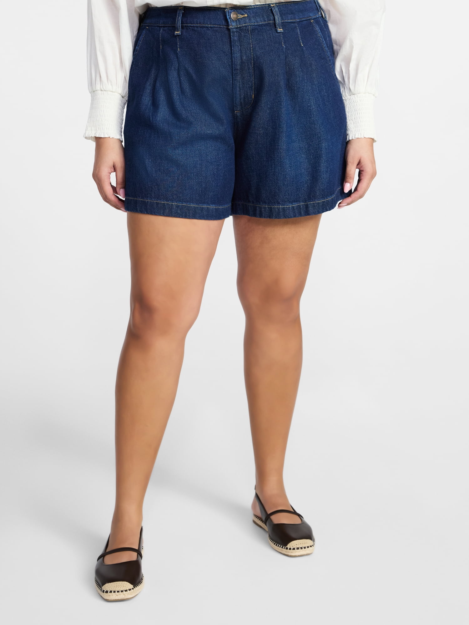 Terra & Sky Women's Plus Drapey Denim Shorts