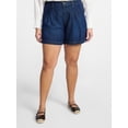 thumbnail image 1 of Terra & Sky Women's Plus Size Drapey Denim Shorts, Sizes 16W-26W, 1 of 5
