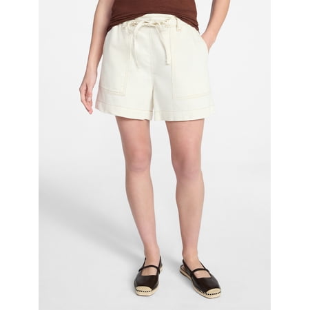 Time and Tru Women's Drapey Twill Utility Shorts, 4 in Inseam, Sizes XS-XXXL