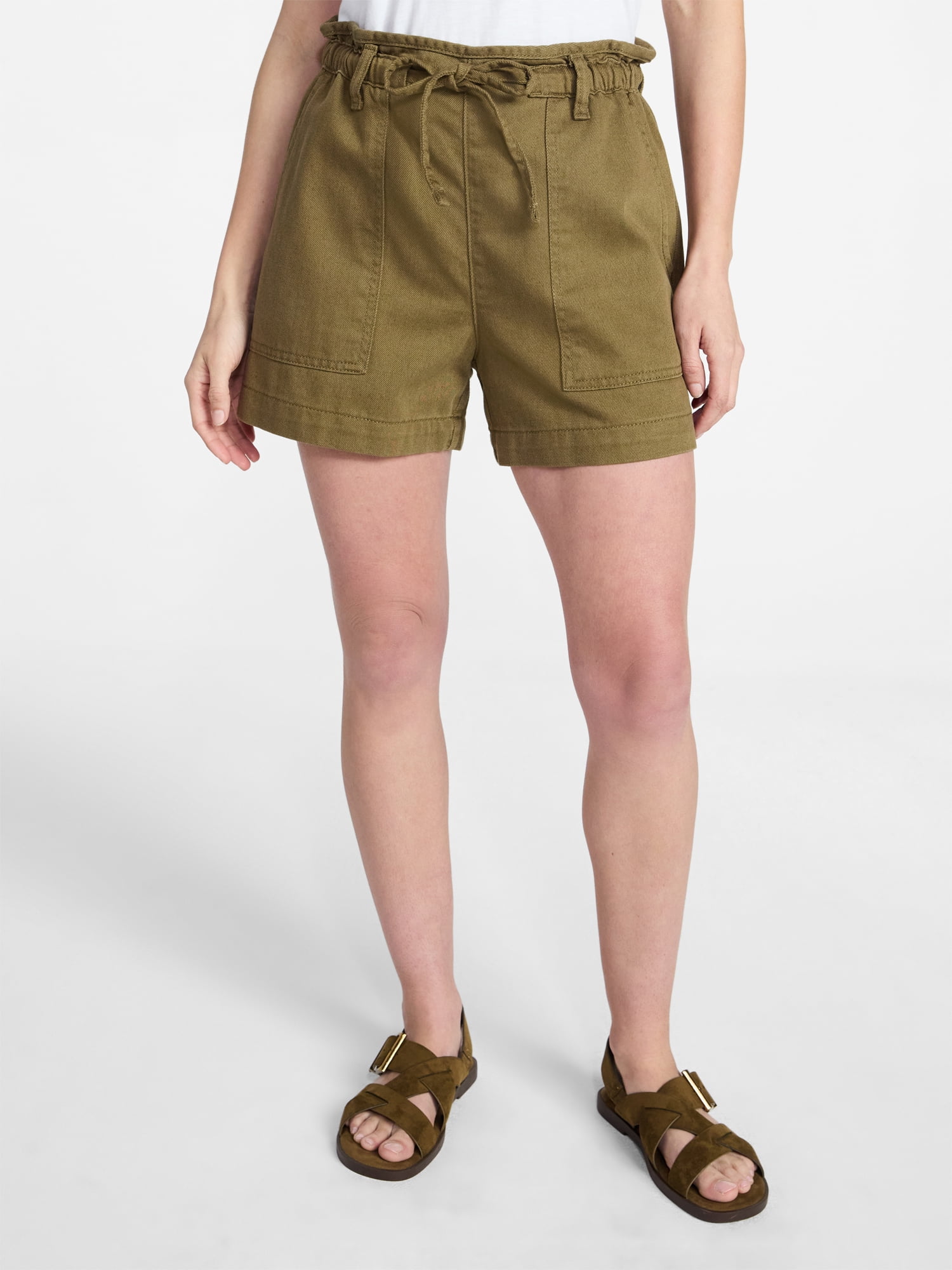 Time and Tru Women's Drapey Twill Utility Shorts, 4" Inseam, Sizes XS-XXXL