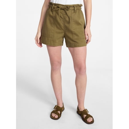 Time and Tru Women's Drapey Twill Utility Shorts, 4" Inseam, Sizes XS-XXXL