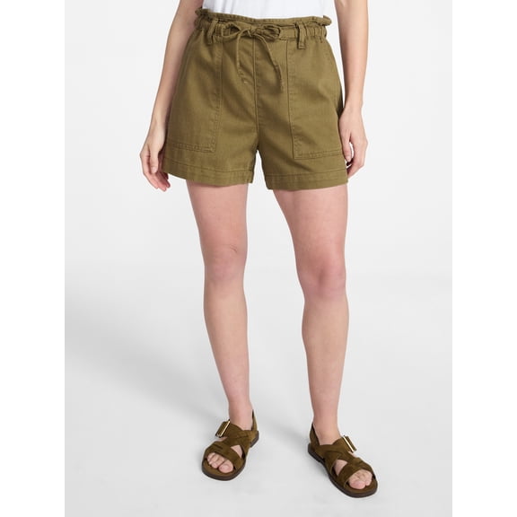 Time and Tru Women's Drapey Twill Utility Shorts, 4" Inseam, Sizes XS-XXXL