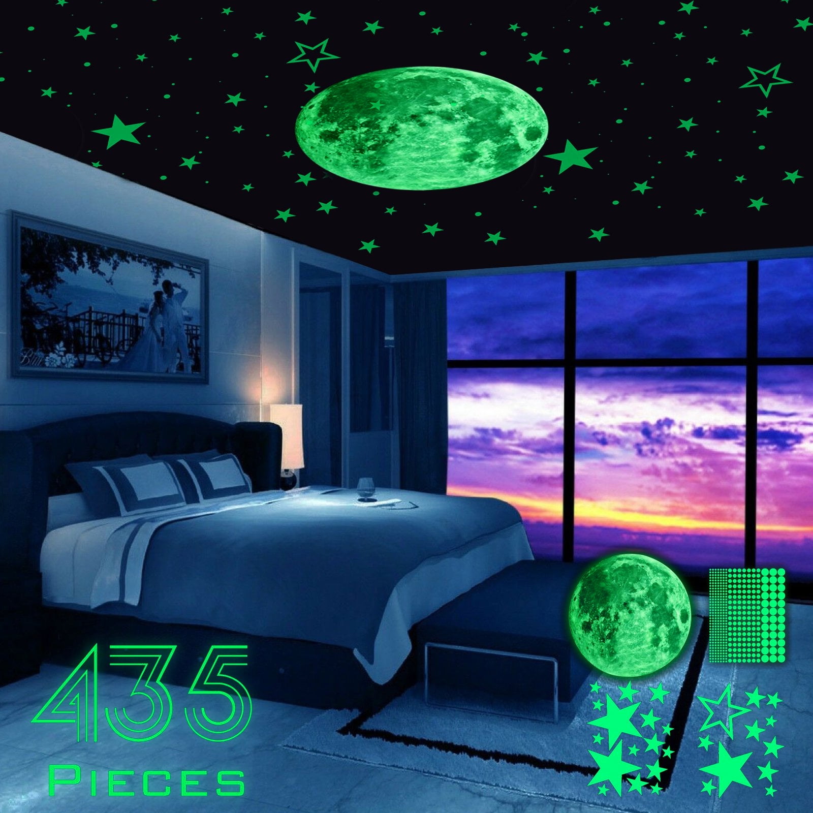 100X Glow Stars Dark Plastic Luminous Stars Stickers Ceiling Bedroom Art US  New