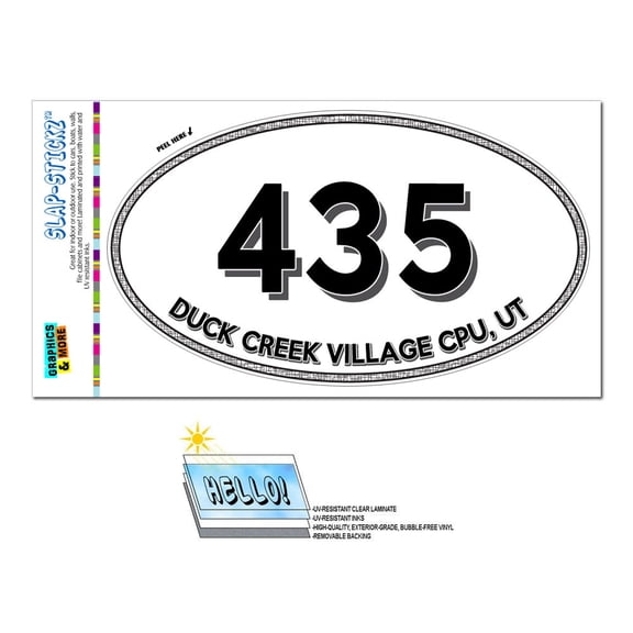 435 - Duck Creek Village Cpu, UT - Utah - Oval Area Code Sticker