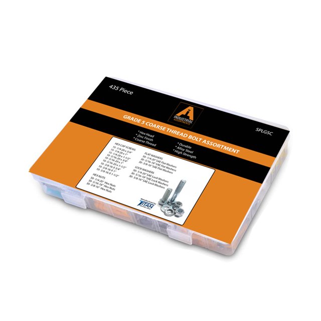 435 Piece Handy Bolt & Nut AssortmentGrade 5 Coarse Thread