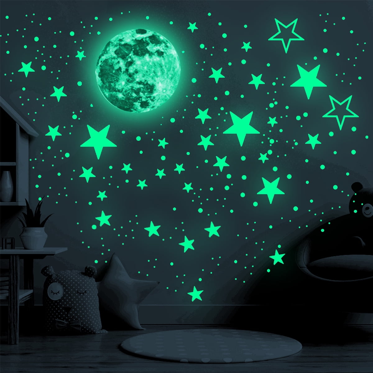 435Pcs Glow in The Dark Stars Wall Stickers Glowing Stars for Ceiling ...