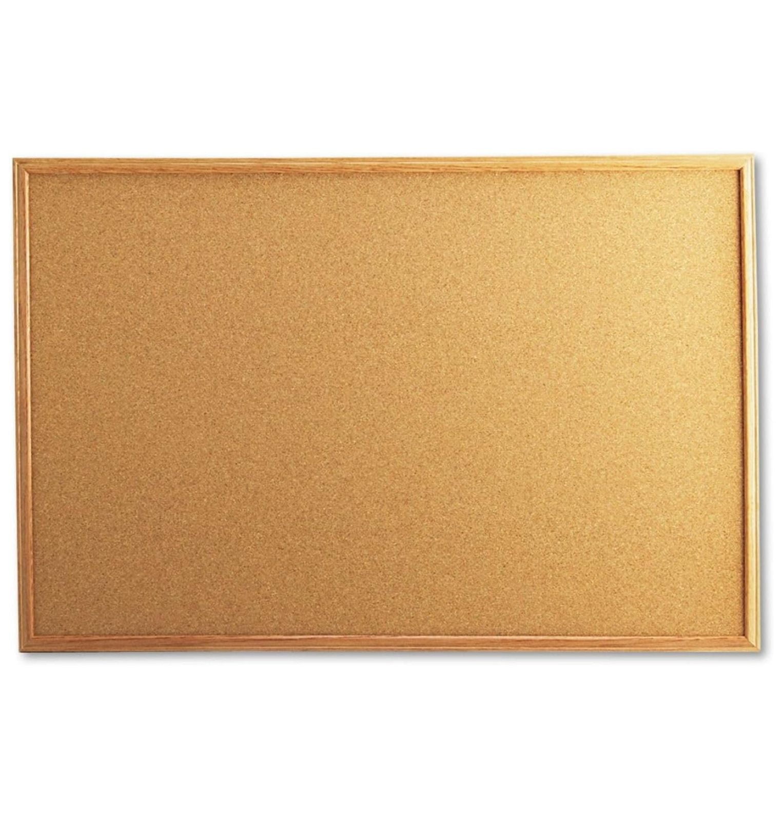 Natural Cork Bulletin Board with Oak Wood Frame, 36" x 24"