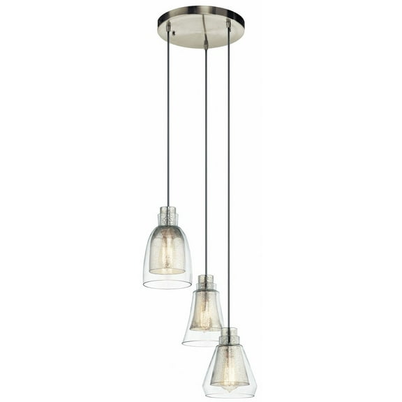 43627NI Kichler Lighting Evie - 3 Light Pendant - With Transitional Inspirations - 9.5 Inches Tall By 14.25 Inches Wide