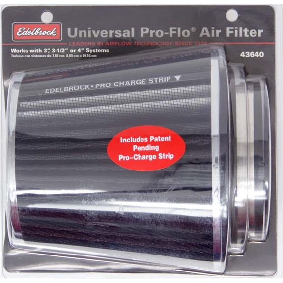 43640 6.7 in. Tall Pro-Flo Air Filter Cone, Black & Chrome