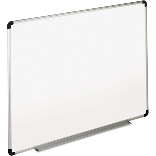 43724 Dry Erase Board, Melamine, x 36, White, Black/Gray Aluminum