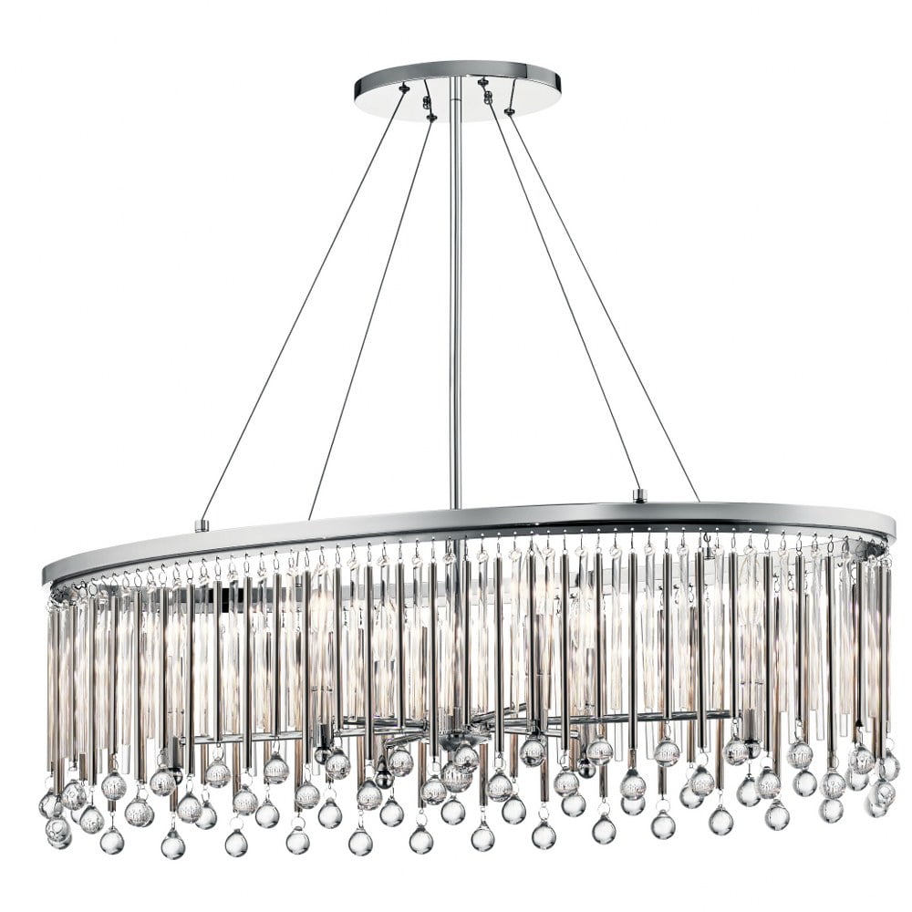Piper 36" Chrome Oval Chandelier with Glass Beads
