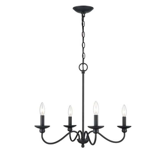 4384-MB Millennium Lighting Delvona - 4 Light Chandelier-20.13 Inches Tall and 24.13 Inches Wide-Matte Black Finish    -Traditional Installation