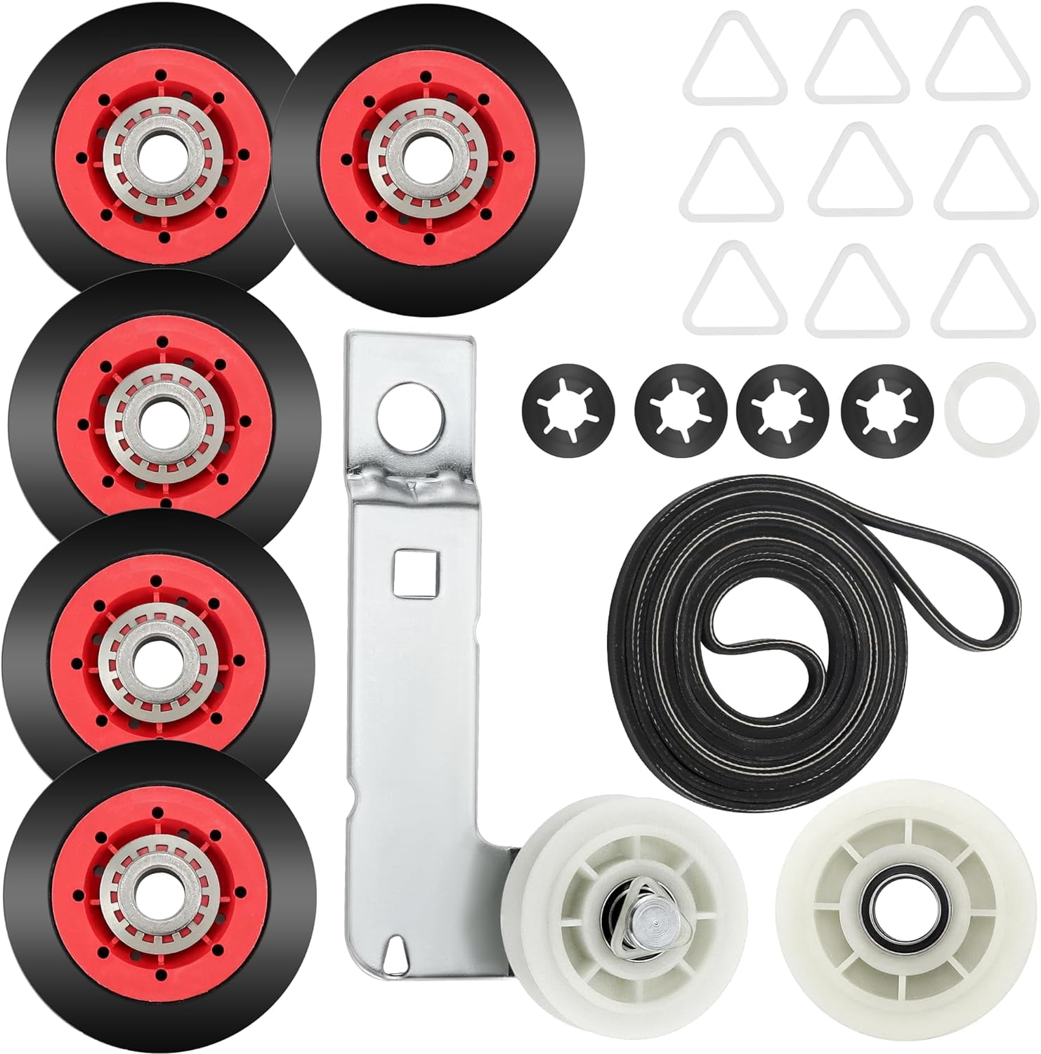 4392067 Dryer Repair Kit(𝟓 𝐖𝐡𝐞𝐞𝐥𝐬)&W10837240 Idler Pulley Compatible for Ken-more,May-tag Elite Dryers,Includes WPW10314173 Drum Roller,661570v Belt,279640 by MIFLUS