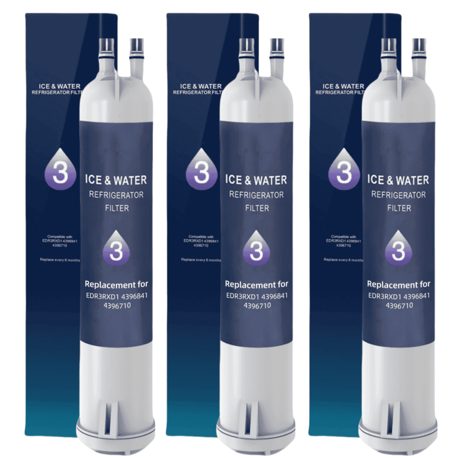 EDR3/RXD1 Water Filter 3 Replacement Compatible with WHR3RXD1,4396841 4396710 46-9083 P1RFWB2 P1WB2 T1RFKB1,3 Pack