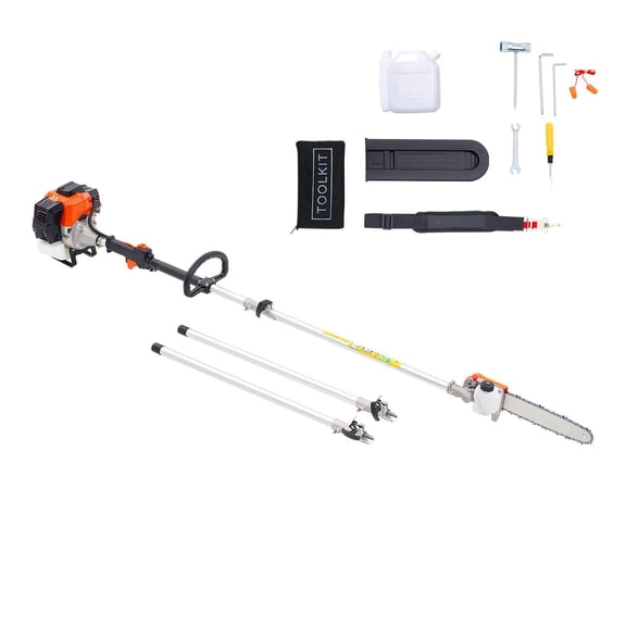 43CC 2 Stroke Gas Pole Saw 12 Inch Cutting Bar Rotatable Head Extendable 7.1 to 12 Feet Cordless Tree Trimmer Chainsaw for Pruning