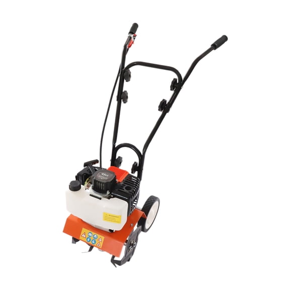 43CC 2-Stroke Gas Powered Engine Rototiller Garden Tool with Widened Mud Flap Cordless with Long Handle Strong Power Garden Cultivator for Plowing Turning Soil Ditching