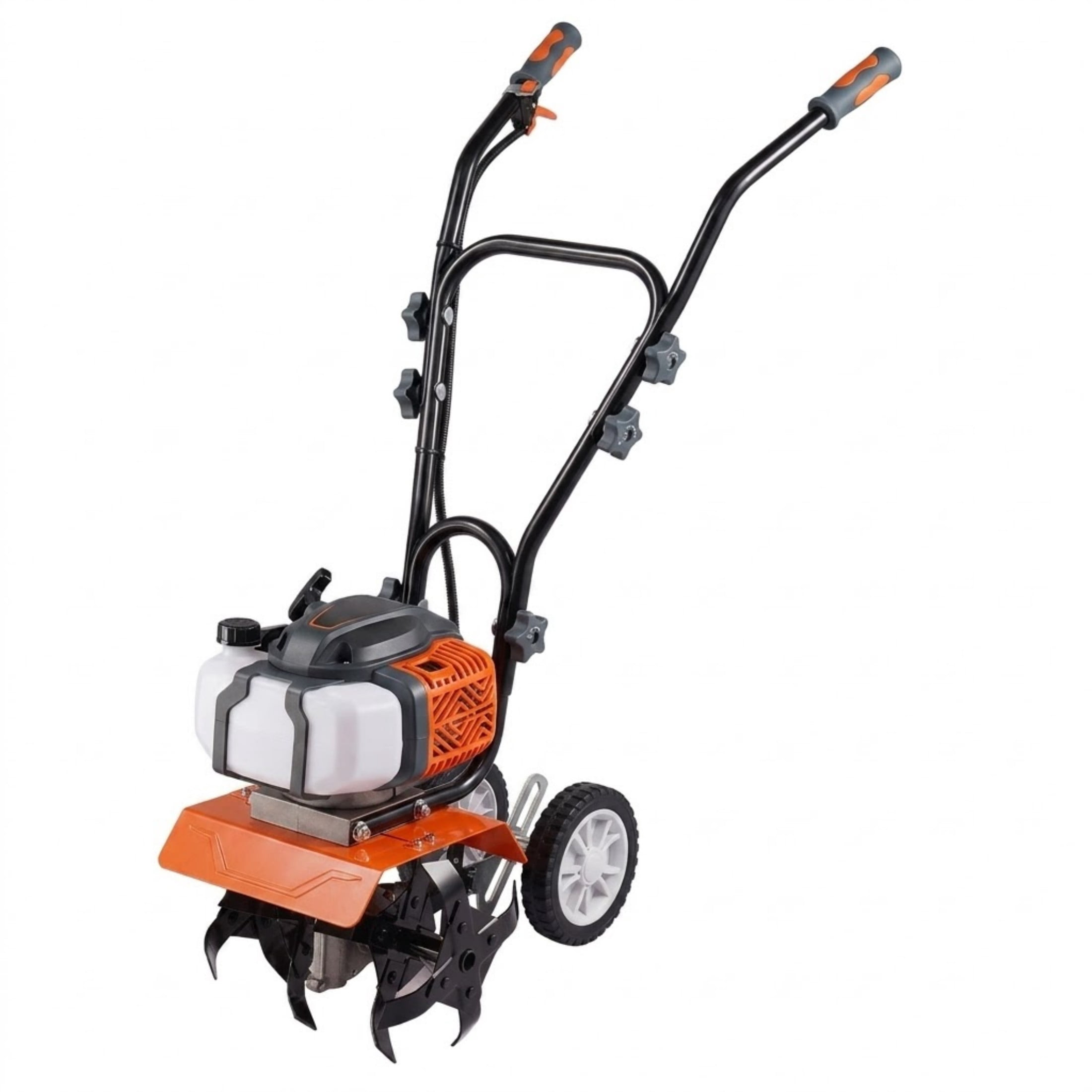 43CC 2-Stroke Gas Tiller Cultivator, 4 Adjustable Steel Tines for Garden and Lawn Soil Cultivation