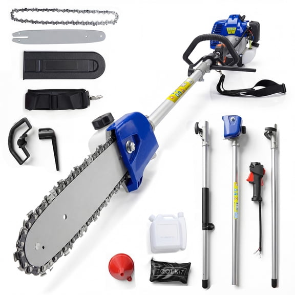 43CC Gas Powered Pole Saw,43CC 2 Stroke Gas Powered Pole ChainSaw with 12-Inch Bar,Anti-Vibration Handle, Perfect for Tree Trimming, Branch and Limb Removal