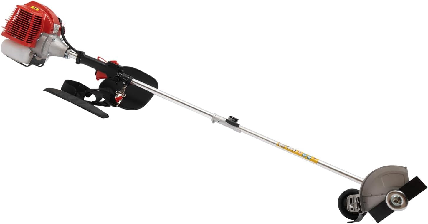 43CC Gas Weed Wacker, Air-Cooled 2-Stroke Cordless Lawn Edger with 2 Blade Heads and Shoulder Strap,Detachable Gas Powered Weed String Trimmer,Large Capacity for Garden Lawn Grass Trimmer