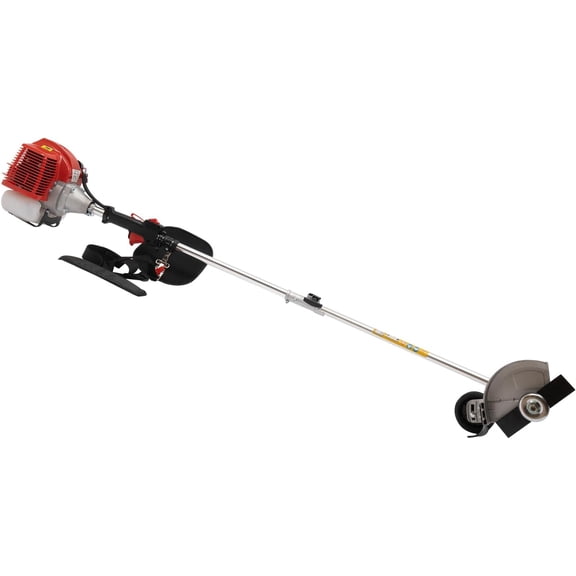 43CC Gas Weed Wacker, Air-Cooled 2-Stroke Cordless Lawn Edger with 2 Blade Heads and Shoulder Strap,Detachable Gas Powered Weed String Trimmer,Large Capacity for Garden Lawn Grass Trimmer