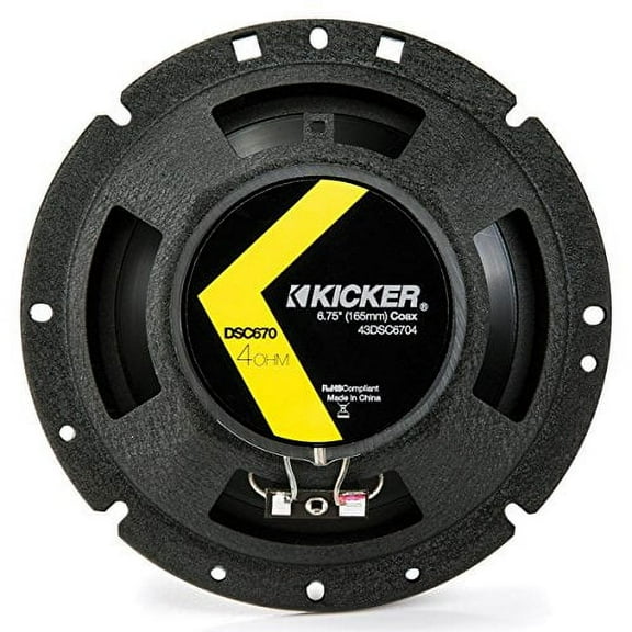 43DSC6704 KICKER 6.75" 240W 2-Way 4-Ohm Car Audio Coaxial Speakers, Pair