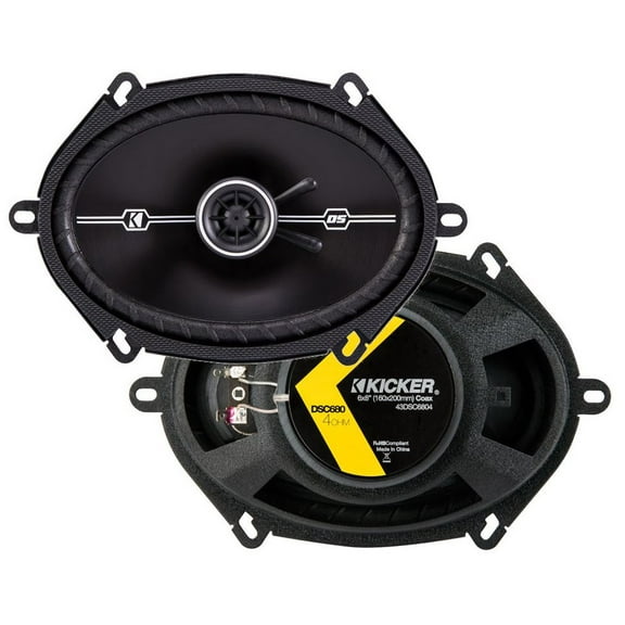 Kicker 43DSC6804 DS Series 6X8-Inch 70W 4 Ohm Coaxial Car Audio Speakers DSC68