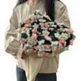 thumbnail image 1 of 43In Daisies Bouquet Blanket Handmade, Crochet Bouquet of Flowers Blanket, Romantic Soft and Lightweight Cute Unique Knitted Throw Blankets for Bed, Sofa or Home Decor (Peach Pink Green), 1 of 9