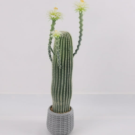 43Inch Artificial Cactus Plant, Faux Desert Cacti Potted Plant, Artificial Realistic Texture Potted Tall Fake Cactus For Home Office Living Room Bedroom Foyer Porch