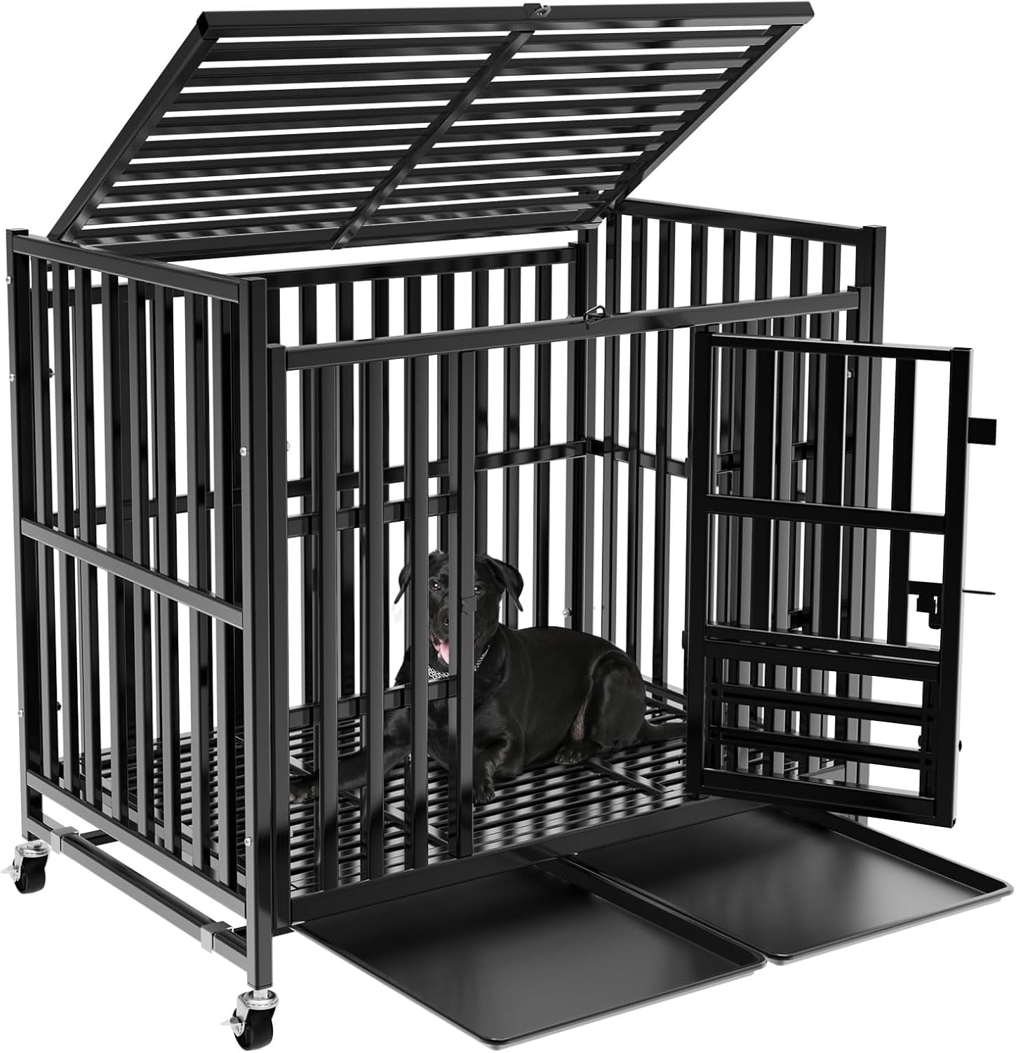43Inch Heavy Duty Indestructible Dog Crate, Upgraded Thickened ... - Dog Crate With Easy Assemble